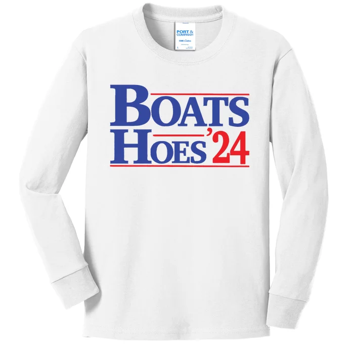 Boats And Hoes 2024 Election Day Kids Long Sleeve Shirt