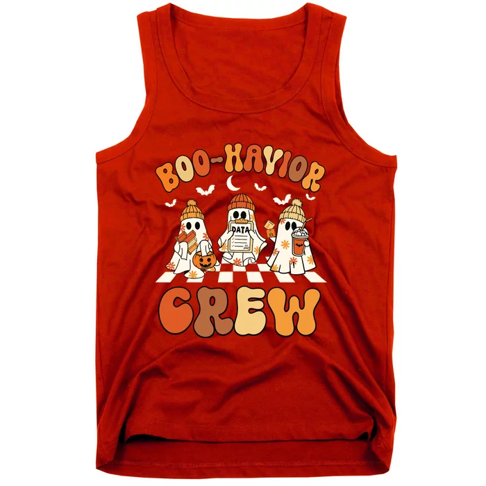 Behavior Analyst Halloween Aba Cute Ghost Boohavior Crew Tank Top