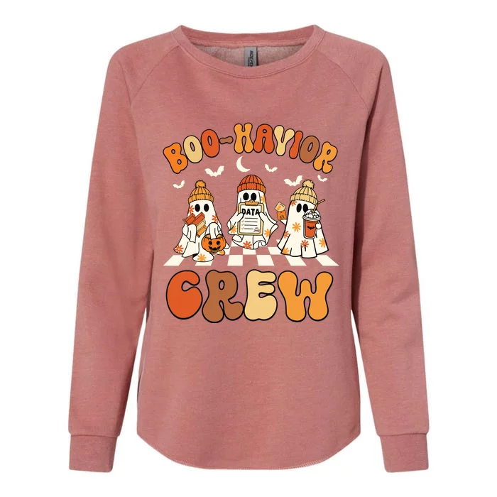 Behavior Analyst Halloween Aba Cute Ghost Boohavior Crew Womens California Wash Sweatshirt