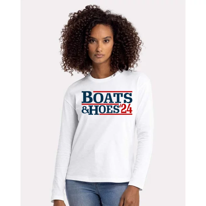 Boats And Hoes 2024 Election Funny Womens Cotton Relaxed Long Sleeve T-Shirt