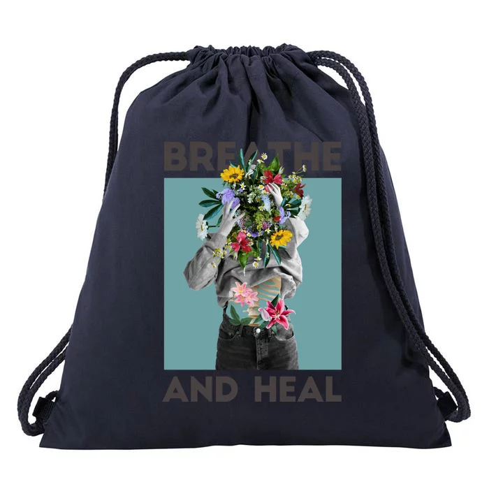 Breathe And Heal Floral Drawstring Bag