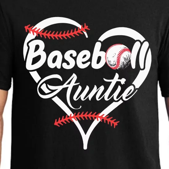 Baseball Aunt Heart Proud Baseball Auntie Pajama Set