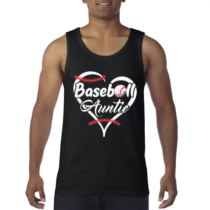 Baseball Aunt Heart Proud Baseball Auntie Tank Top