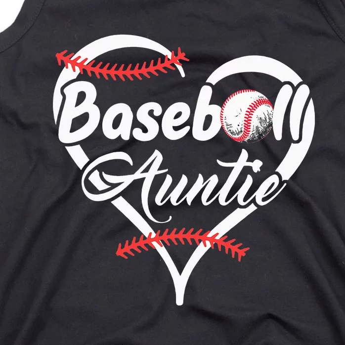 Baseball Aunt Heart Proud Baseball Auntie Tank Top