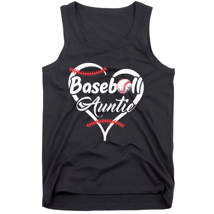 Baseball Aunt Heart Proud Baseball Auntie Tank Top