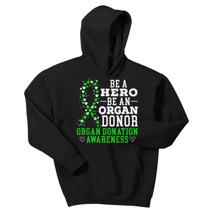 Be A Hero Be An Organ Donor Organ Donation Awareness Kids Hoodie