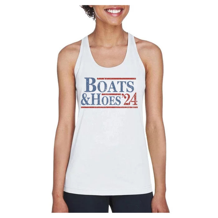 Boats And Hoes 2024 Election Funny Women's Racerback Tank