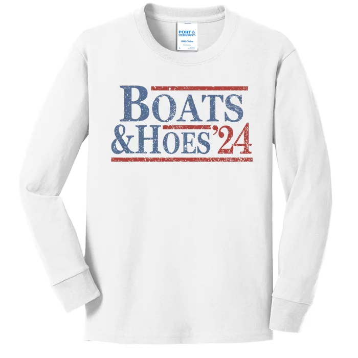 Boats And Hoes 2024 Election Funny Kids Long Sleeve Shirt