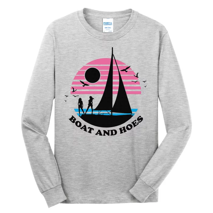 Boats And Hoes Retro Sunset Funny Tall Long Sleeve T-Shirt