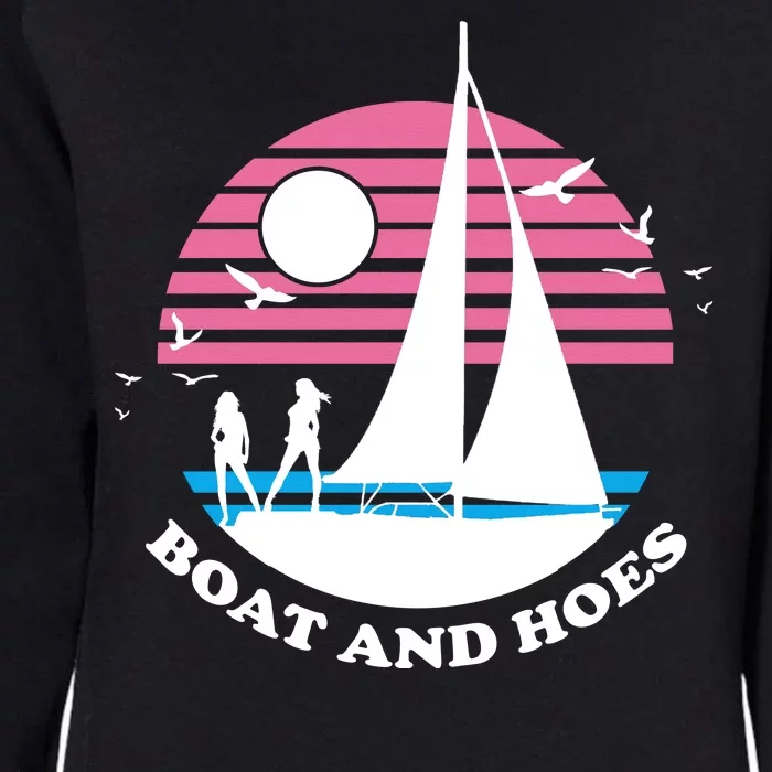 Boats And Hoes Retro Sunset Funny Womens California Wash Sweatshirt