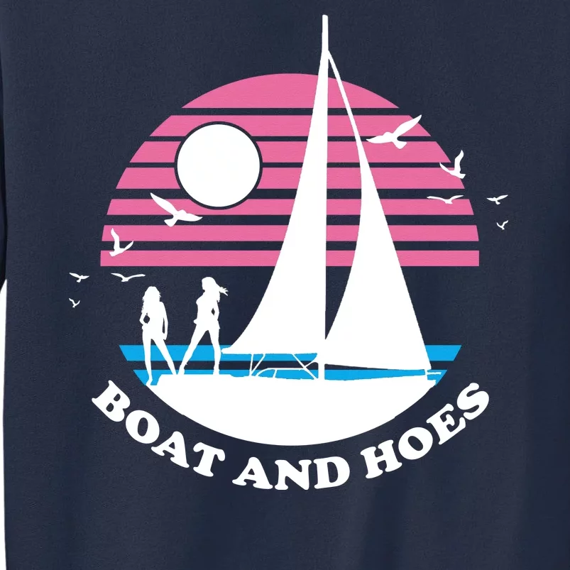 Boats And Hoes Retro Sunset Funny Sweatshirt