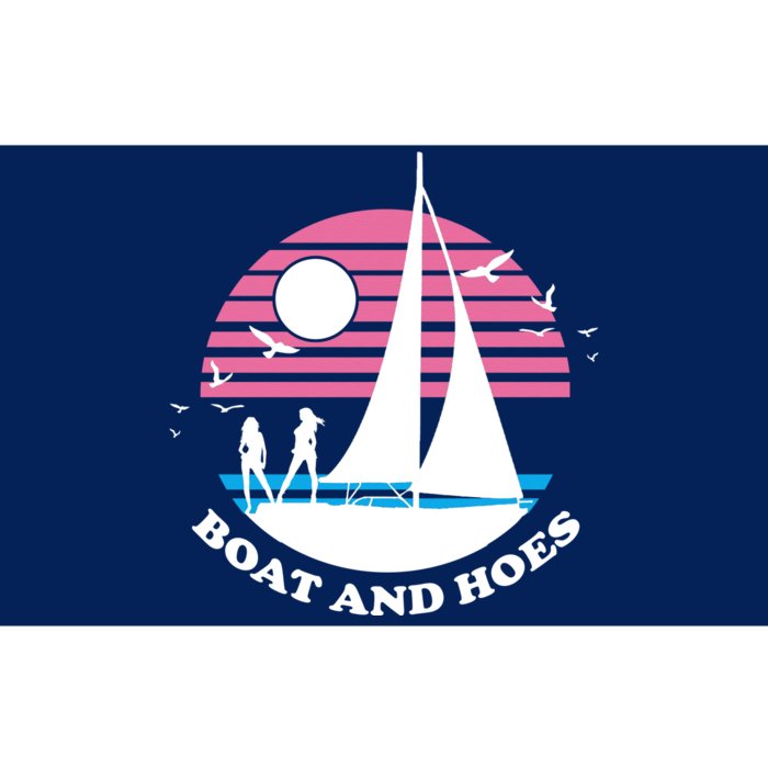 Boats And Hoes Retro Sunset Funny Bumper Sticker