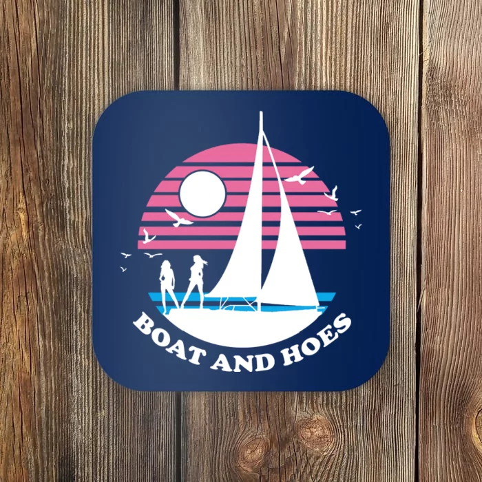 Boats And Hoes Retro Sunset Funny Coaster