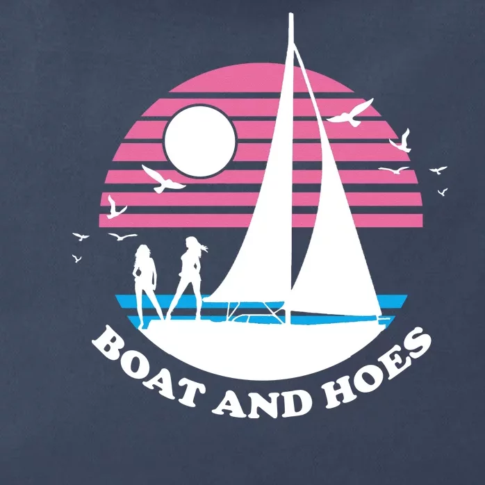 Boats And Hoes Retro Sunset Funny Zip Tote Bag