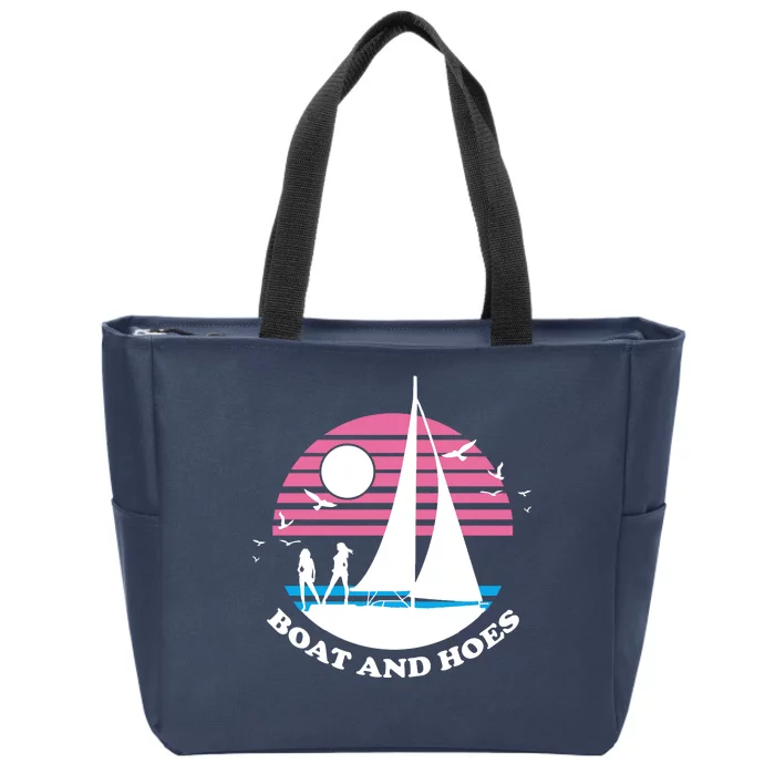 Boats And Hoes Retro Sunset Funny Zip Tote Bag