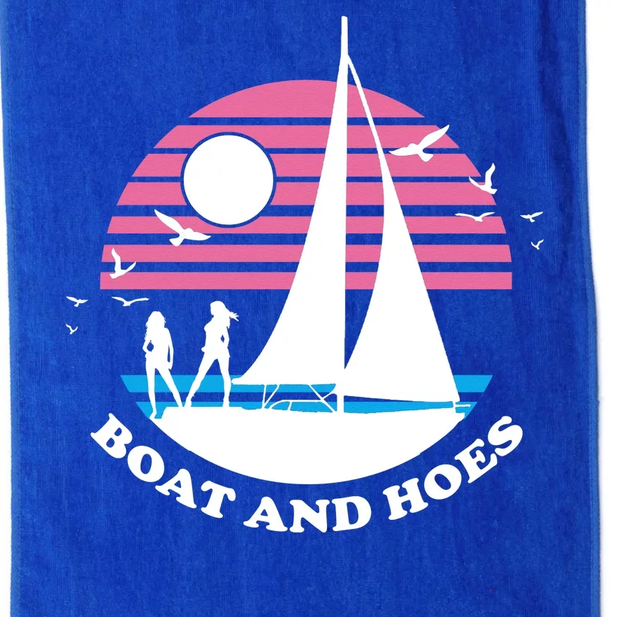 Boats And Hoes Retro Sunset Funny Platinum Collection Golf Towel