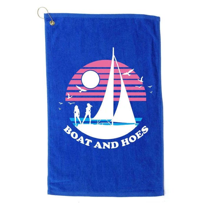 Boats And Hoes Retro Sunset Funny Platinum Collection Golf Towel