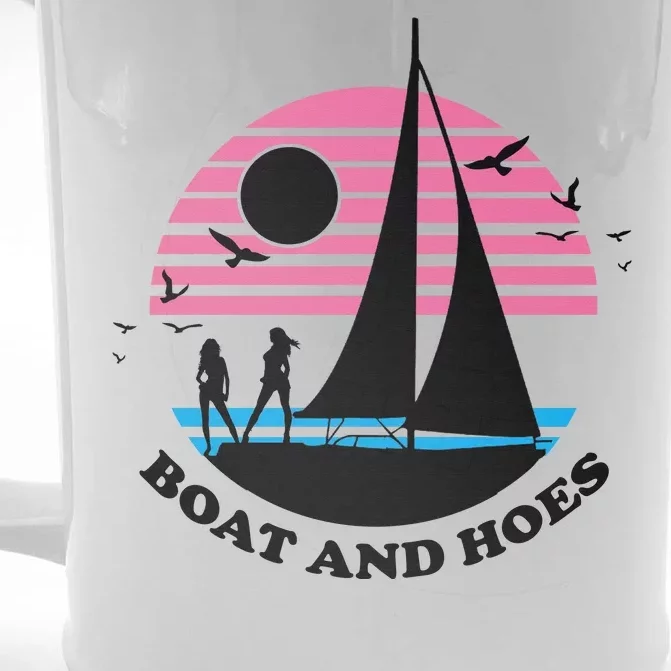 Boats And Hoes Retro Sunset Funny Front & Back Beer Stein