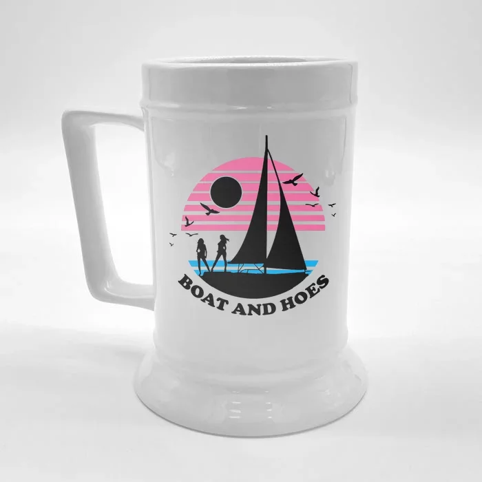 Boats And Hoes Retro Sunset Funny Front & Back Beer Stein