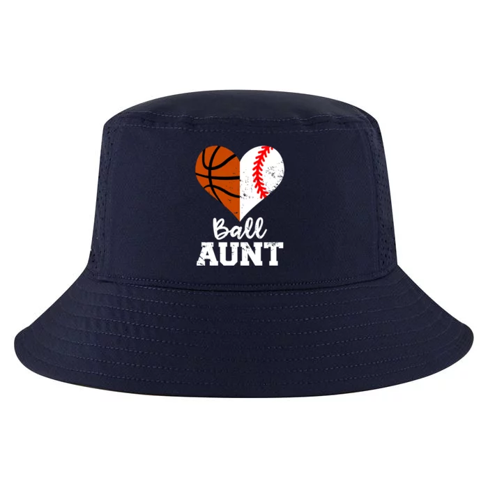 Ball Aunt Heart Funny Baseball Basketball Aunt Gift Cool Comfort Performance Bucket Hat