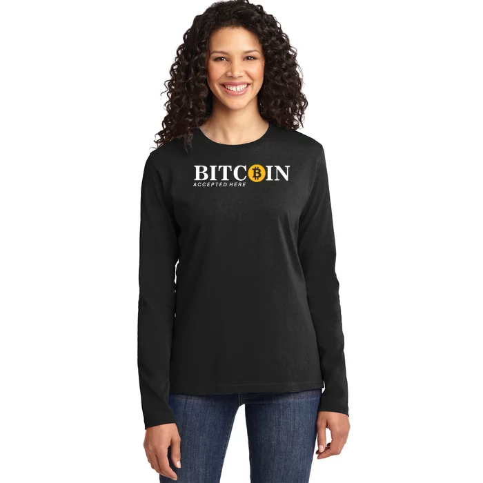 Bitcoin Accepted Here Ladies Long Sleeve Shirt