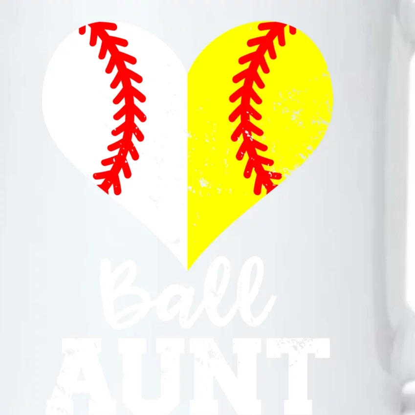 Ball Aunt Heart Funny Baseball Softball Aunt Cool Gift Black Color Changing Mug