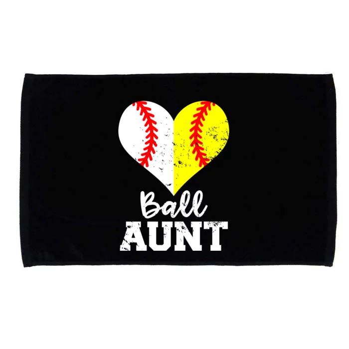 Ball Aunt Heart Funny Baseball Softball Aunt Cool Gift Microfiber Hand Towel