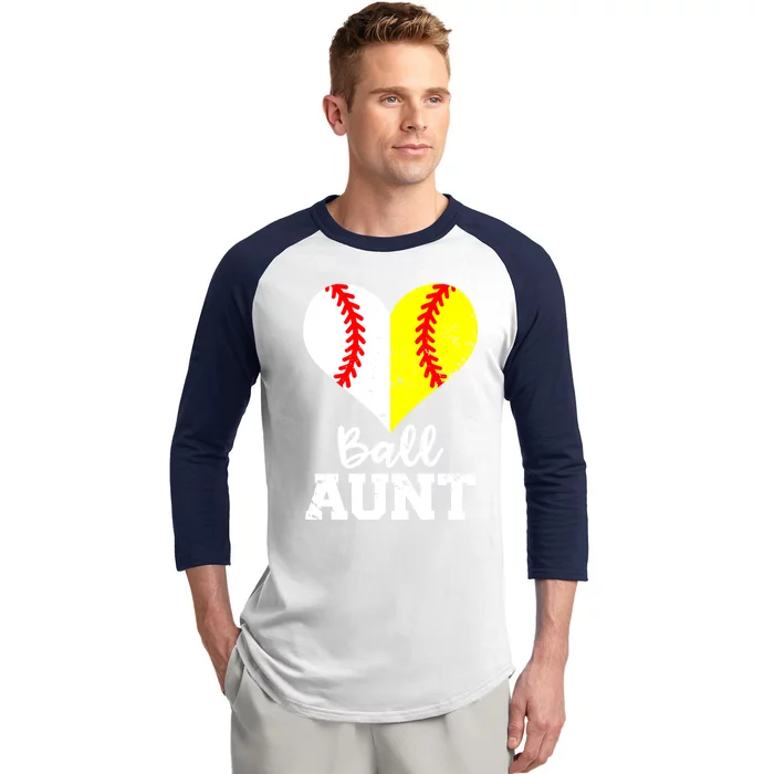 Ball Aunt Heart Funny Baseball Softball Aunt Cool Gift Baseball Sleeve Shirt