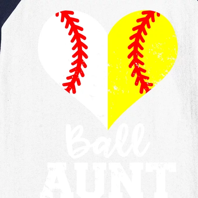 Ball Aunt Heart Funny Baseball Softball Aunt Cool Gift Baseball Sleeve Shirt