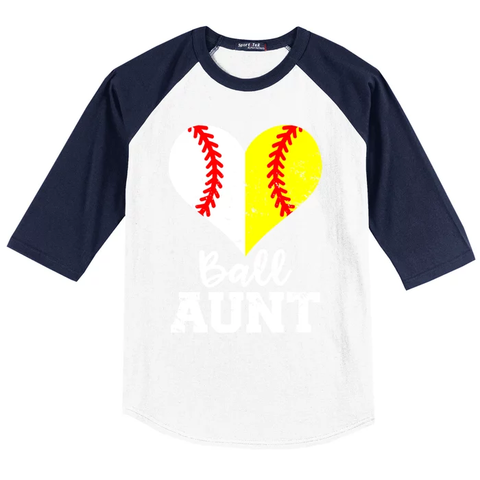 Ball Aunt Heart Funny Baseball Softball Aunt Cool Gift Baseball Sleeve Shirt