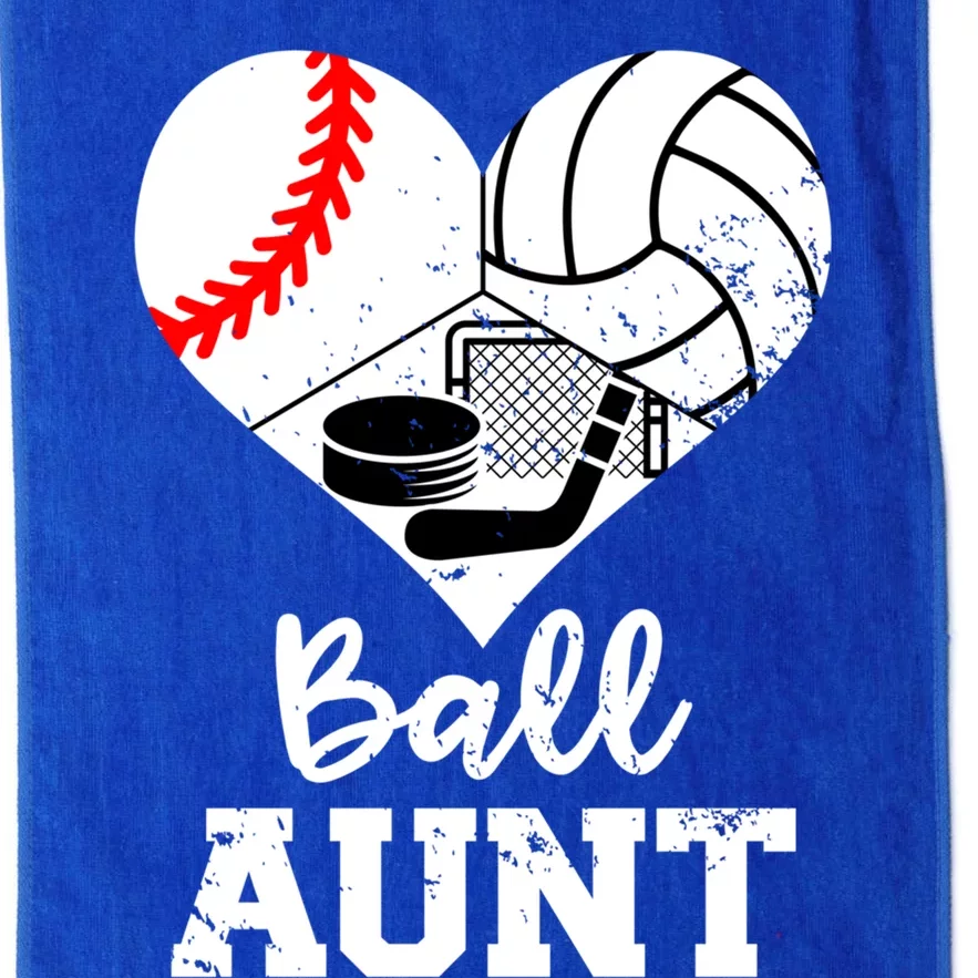 Ball Aunt Heart Funny Baseball Volleyball Hockey Aunt Gift Platinum Collection Golf Towel