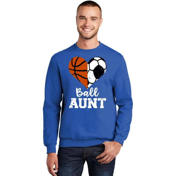 Ball Aunt Heart Funny Soccer Basketball Aunt Gift Sweatshirt