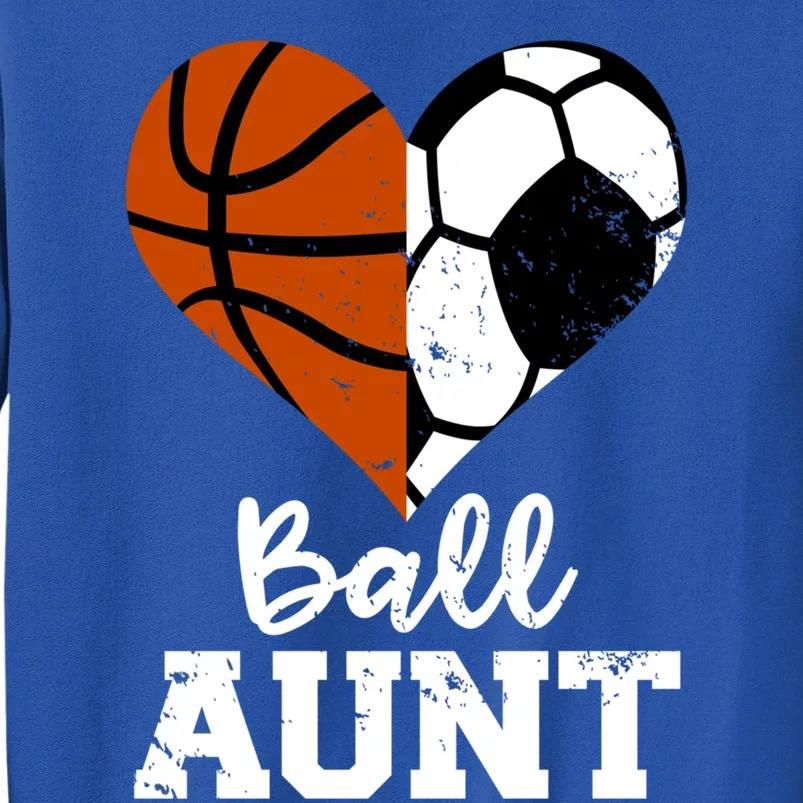 Ball Aunt Heart Funny Soccer Basketball Aunt Gift Sweatshirt