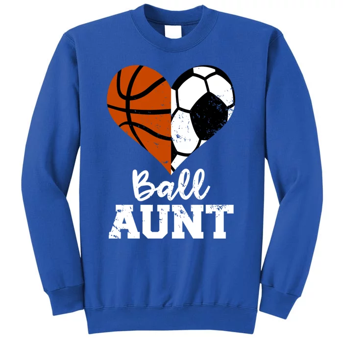 Ball Aunt Heart Funny Soccer Basketball Aunt Gift Sweatshirt