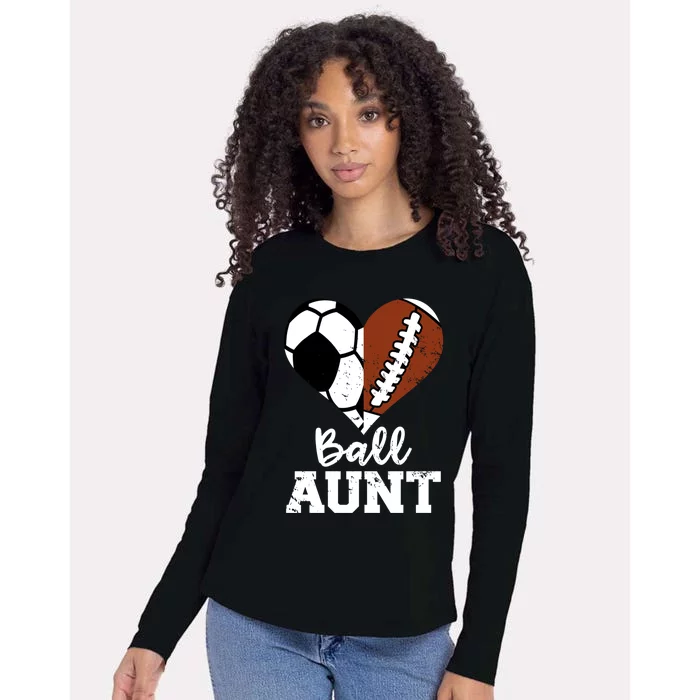 Ball Aunt Heart Funny Soccer Football Aunt Gift Womens Cotton Relaxed Long Sleeve T-Shirt