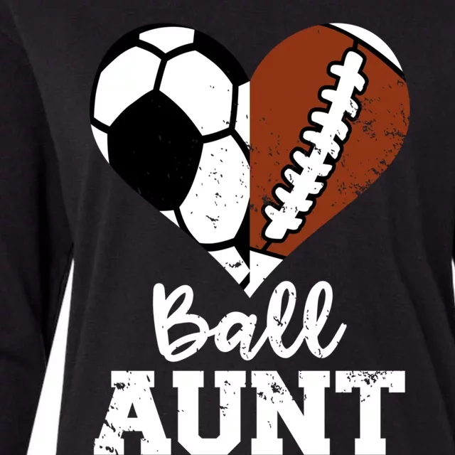 Ball Aunt Heart Funny Soccer Football Aunt Gift Womens Cotton Relaxed Long Sleeve T-Shirt