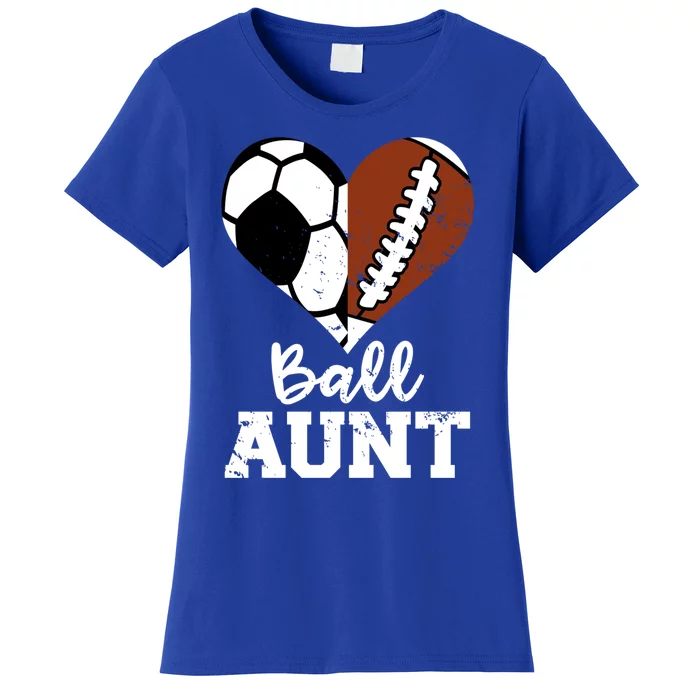 Ball Aunt Heart Funny Soccer Football Aunt Gift Women's T-Shirt