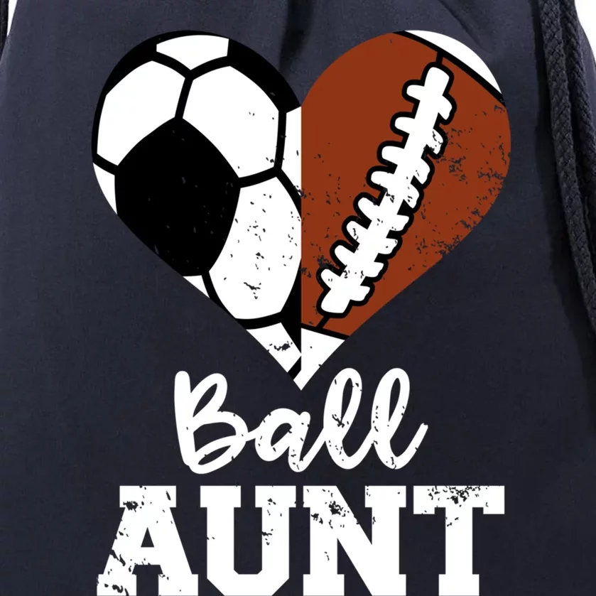 Ball Aunt Heart Funny Soccer Football Aunt Gift Drawstring Bag