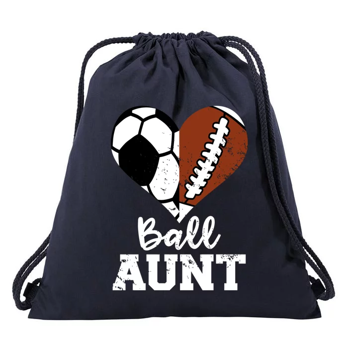 Ball Aunt Heart Funny Soccer Football Aunt Gift Drawstring Bag