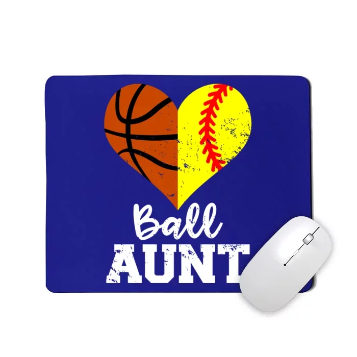 Ball Aunt Heart Funny Softball Basketball Aunt Gift Mousepad