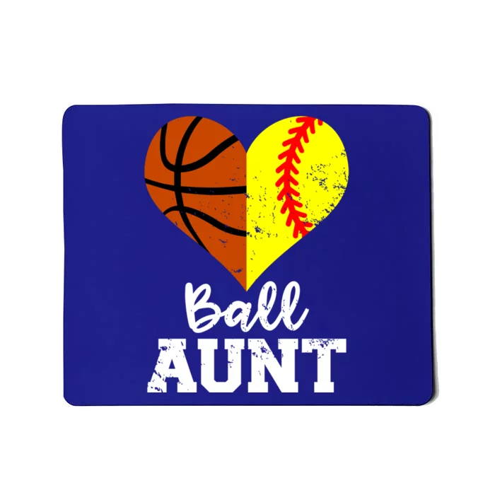 Ball Aunt Heart Funny Softball Basketball Aunt Gift Mousepad