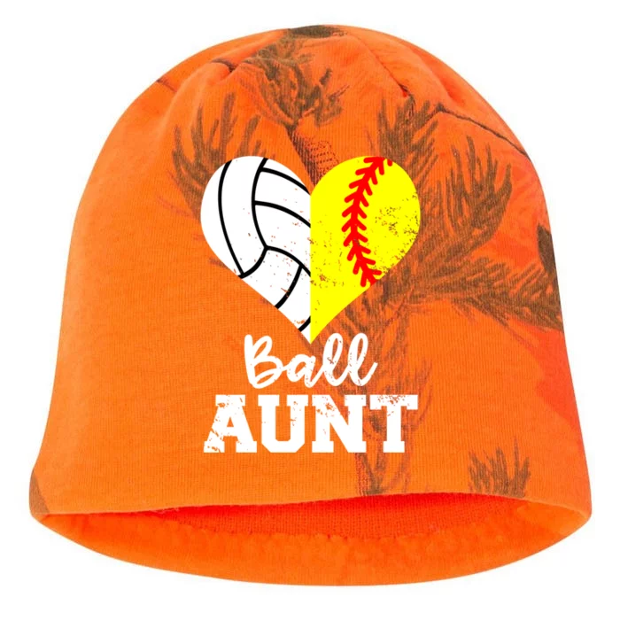 Ball Aunt Heart Funny Softball Volleyball Aunt Gift Kati - Camo Knit Beanie