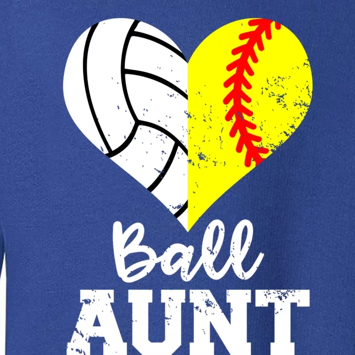 Ball Aunt Heart Funny Softball Volleyball Aunt Gift Toddler Sweatshirt