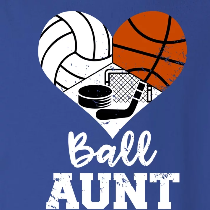 Ball Aunt Heart Funny Volleyball Basketball Hockey Aunt Cool Gift Toddler Long Sleeve Shirt