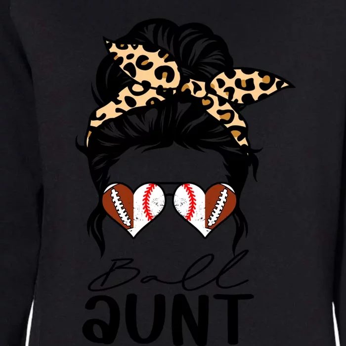 Ball Aunt Heart Messy Bun Football Baseball Aunt Funny Gift Womens California Wash Sweatshirt