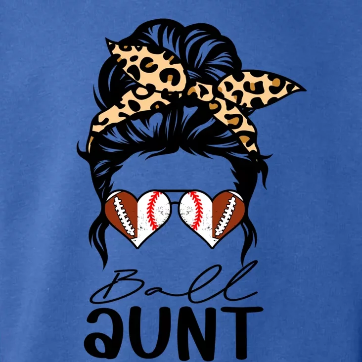 Ball Aunt Heart Messy Bun Football Baseball Aunt Funny Gift Toddler Hoodie