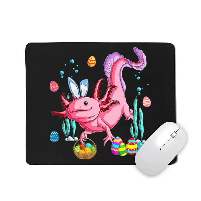 Bunny Axolotl Hunting Easter Eggs Basket Costume Mousepad