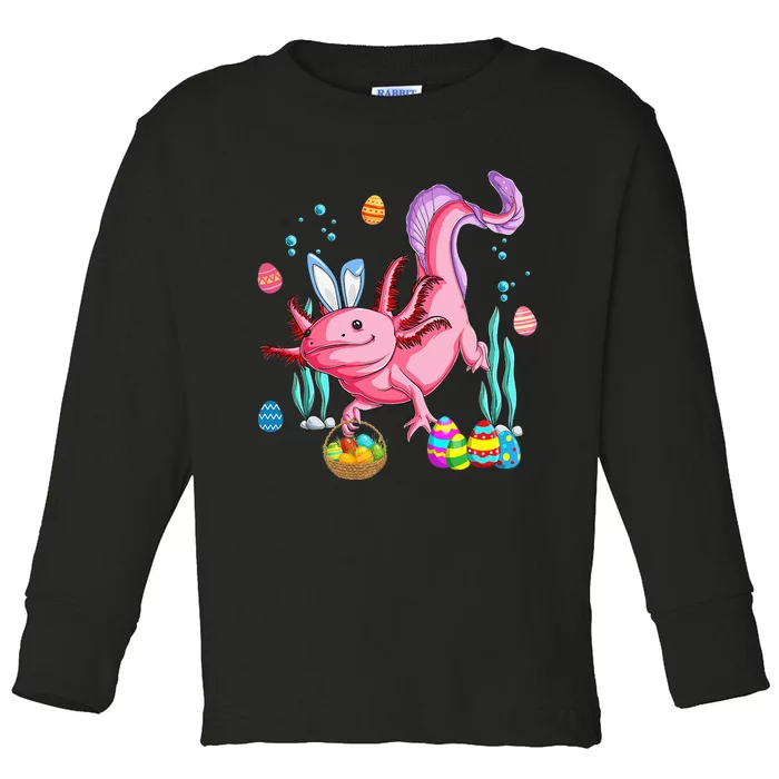 Bunny Axolotl Hunting Easter Eggs Basket Costume Toddler Long Sleeve Shirt