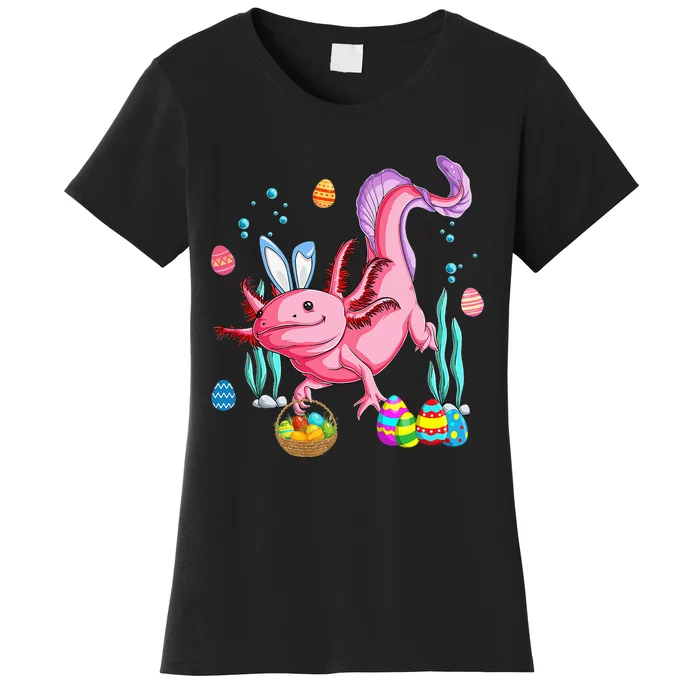 Bunny Axolotl Hunting Easter Eggs Basket Costume Women's T-Shirt