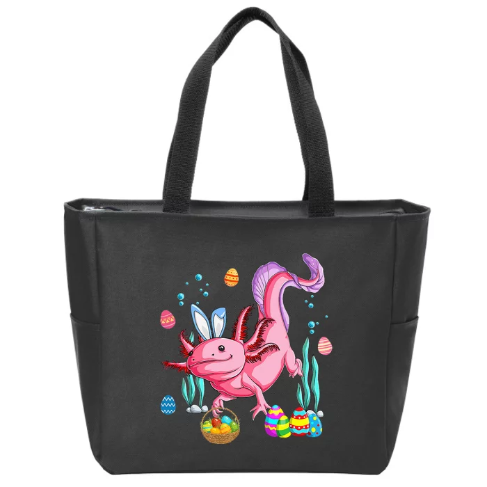 Bunny Axolotl Hunting Easter Eggs Basket Costume Zip Tote Bag